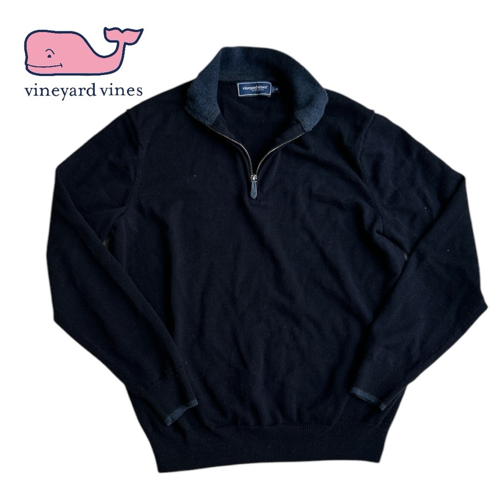 Vineyard Vines Men’s Quarter Zip Merino Wool Blend‎ Sweater - Size M